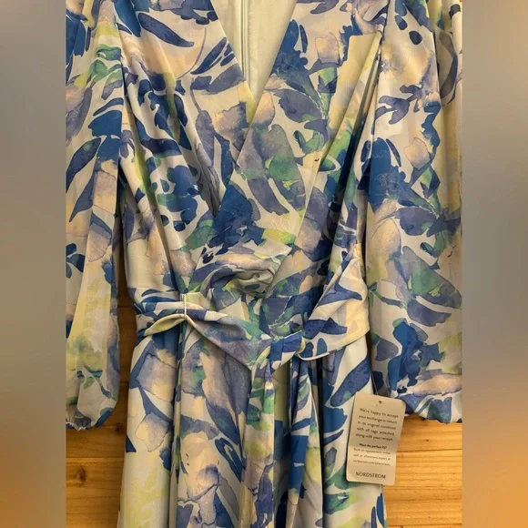 NWT Eliza J Size 10 Floral Long Sleeve Ruffled Hi Low Maxi Dress Party Wedding - Picture 4 of 13